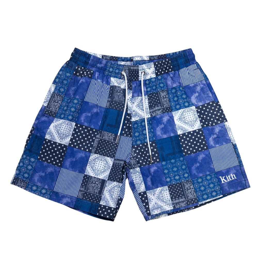 Kith Indigo Patchwork Hardaway Short Navy/Multi Size M